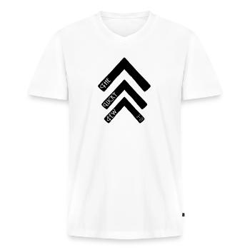 The Lucky Few für Trisomie21 Down Syndrom Geschenk - Männer Premium Bio T-Shirt mit V-Ausschnitt - Weiß - Vorne - Nico (187cm)