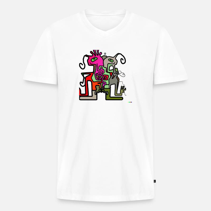 example com 7 - Männer Premium Bio T-Shirt mit V-Ausschnitt - Weiß