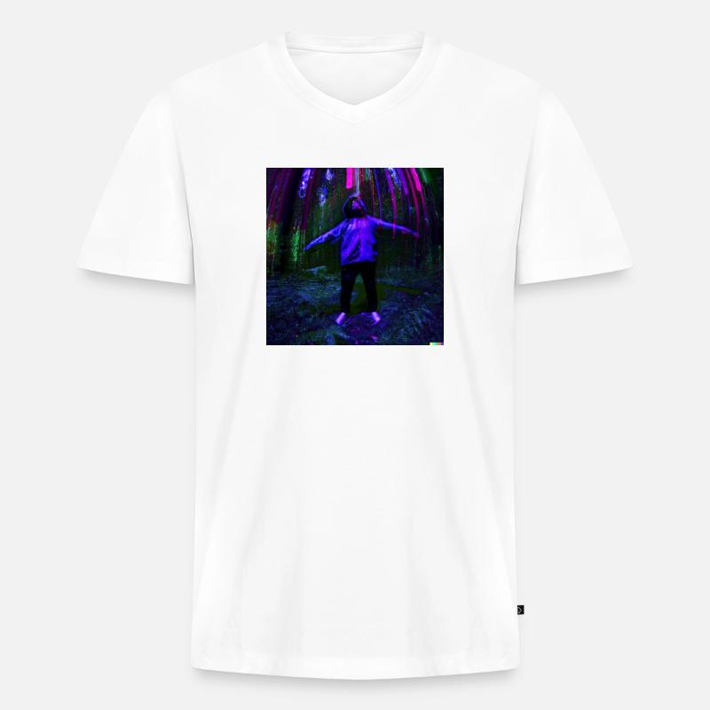 Deep Forest - Männer Premium Bio T-Shirt mit V-Ausschnitt - Weiß