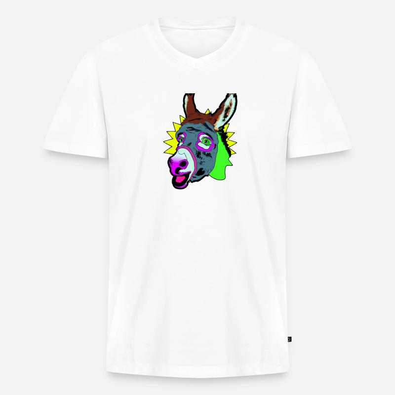 Disko Donkey - Männer Premium Bio T-Shirt mit V-Ausschnitt - Weiß