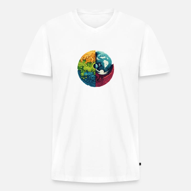 Erde Elemente - Männer Premium Bio T-Shirt mit V-Ausschnitt - Weiß