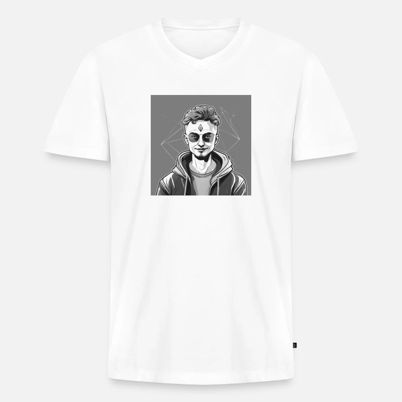 Ether Mastermind - Männer Premium Bio T-Shirt mit V-Ausschnitt - Weiß