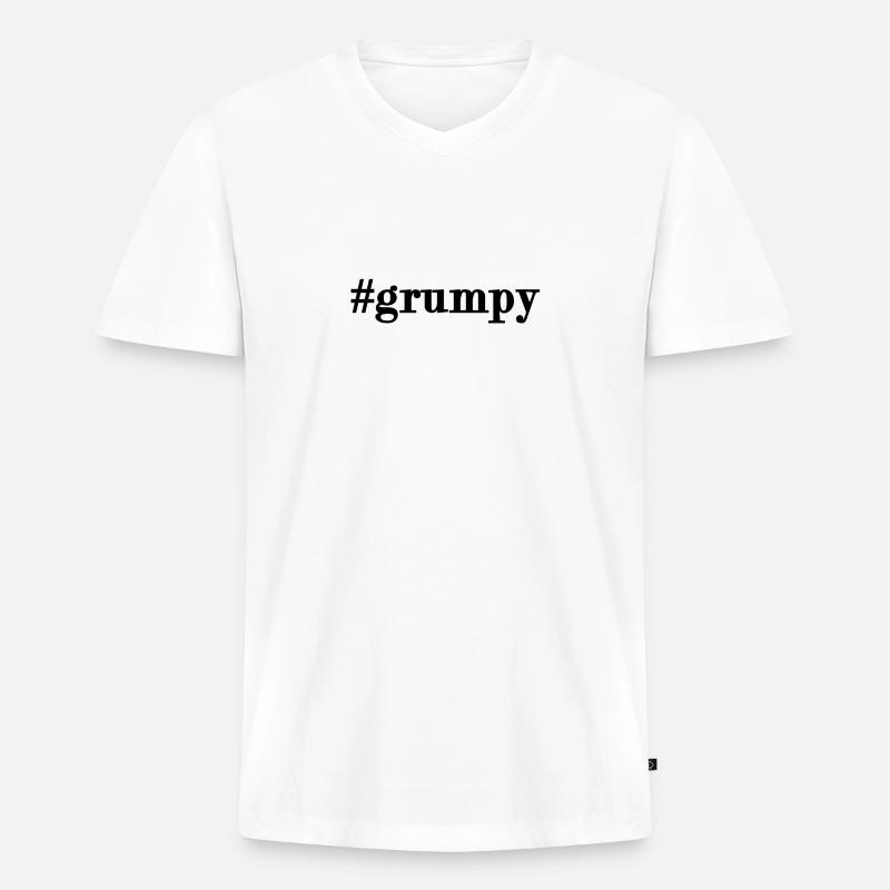 #grumpy - Männer Premium Bio T-Shirt mit V-Ausschnitt - Weiß