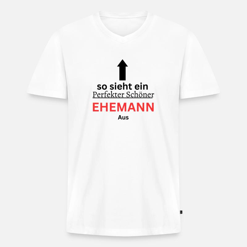 Der perfekte Ehemann - Männer Premium Bio T-Shirt mit V-Ausschnitt - Weiß