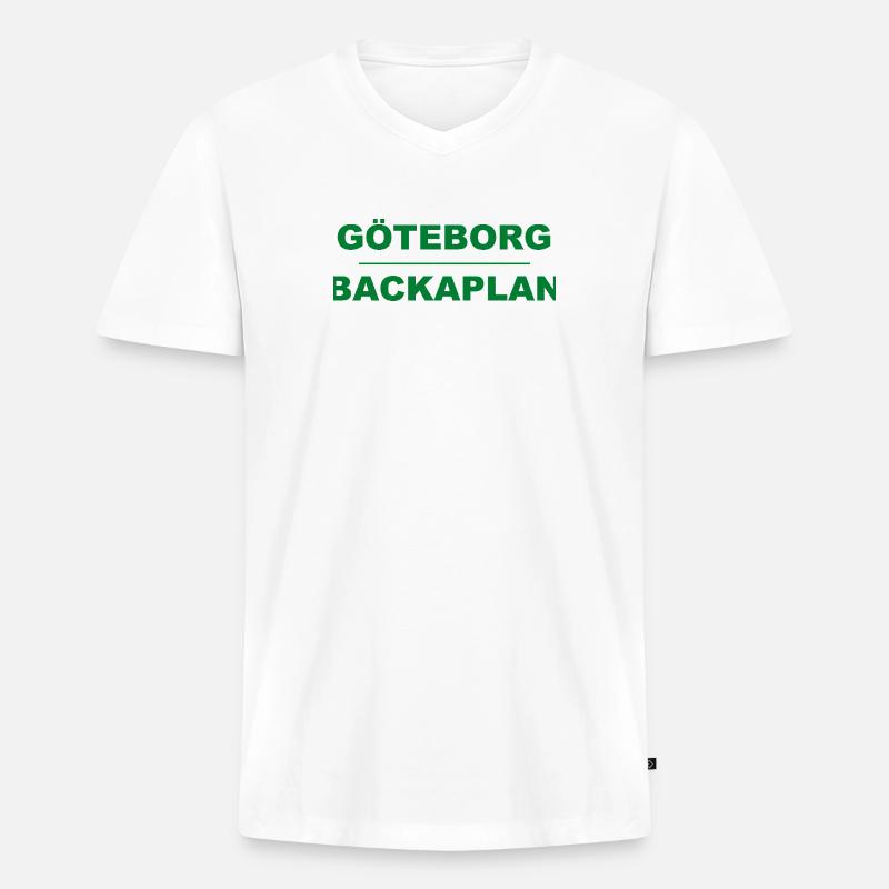 Göteborg Backaplan – Grün-Schwarz-Design - Männer Premium Bio T-Shirt mit V-Ausschnitt - Weiß