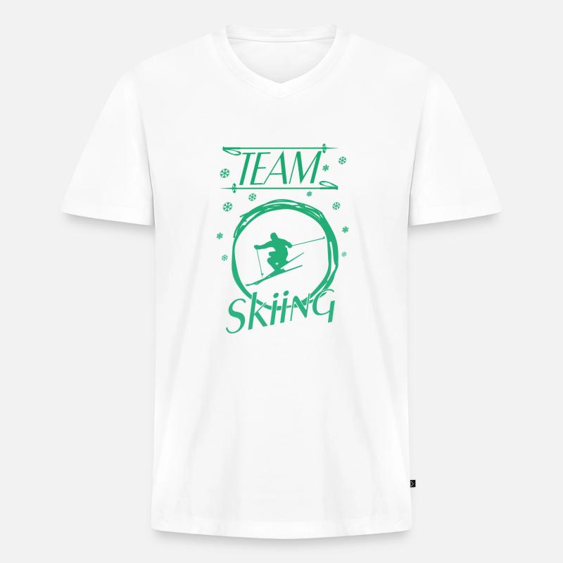 Skiing - Männer Premium Bio T-Shirt mit V-Ausschnitt - Weiß