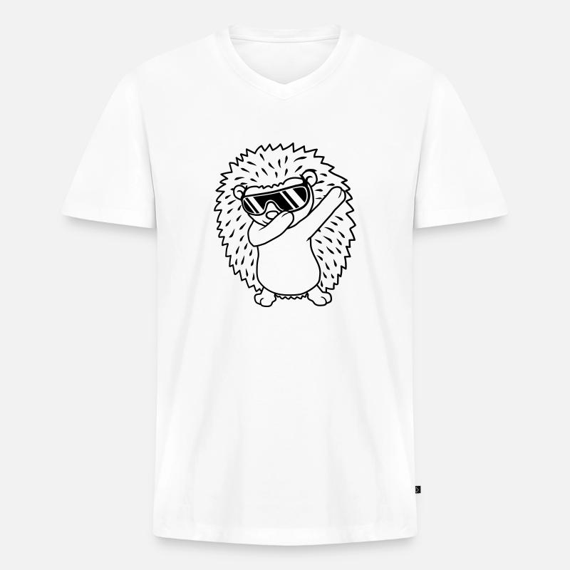 dabbing Igel dab dance - Männer Premium Bio T-Shirt mit V-Ausschnitt - Weiß