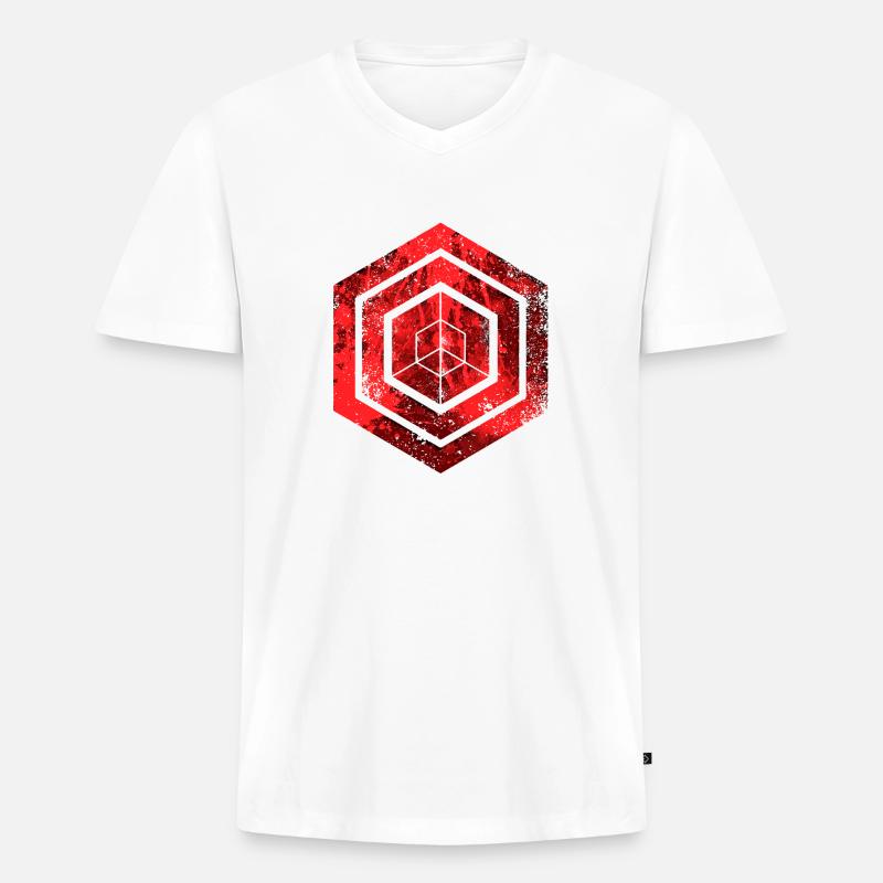 hexagon programming programmer coding geometric - Men's Premium Organic T-shirt with V-neck - white