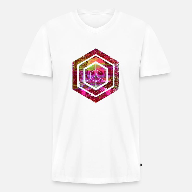 Hexagon-Programmierung Programmierer Codierung geometrisch - Männer Premium Bio T-Shirt mit V-Ausschnitt - Weiß