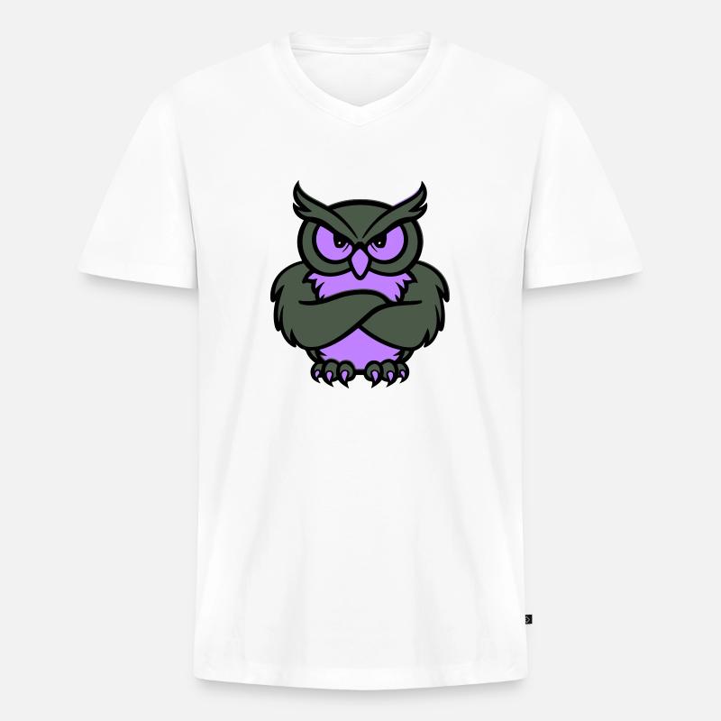 eule comic tier - Männer Premium Bio T-Shirt mit V-Ausschnitt - Weiß