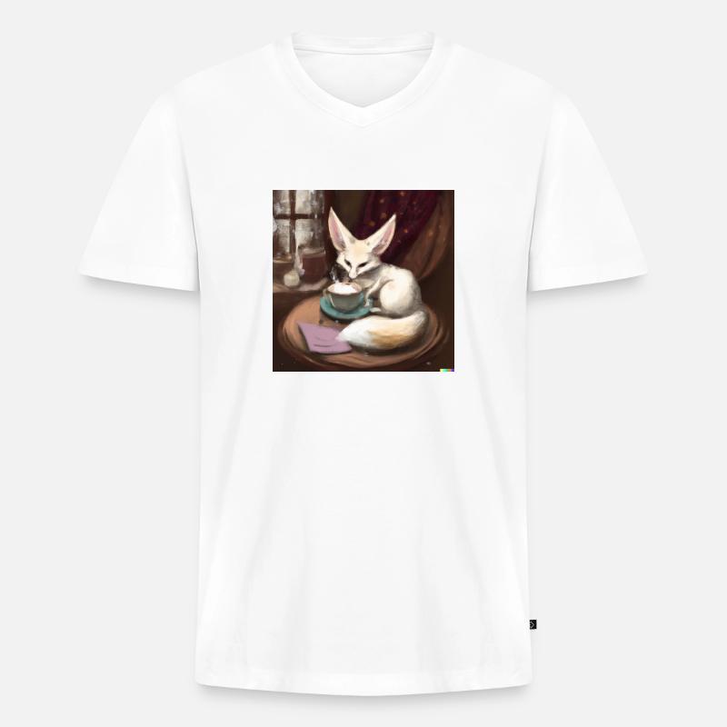Fennek Wüstenfuchs - Männer Premium Bio T-Shirt mit V-Ausschnitt - Weiß