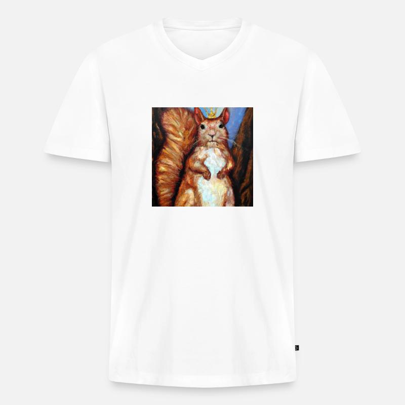 Das königliche Eichhörnchen - Männer Premium Bio T-Shirt mit V-Ausschnitt - Weiß