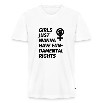 Girls just want to have fundamental rights - T-shirt encolure en V Premium bio Homme - blanc - Devant - Nico (187cm)