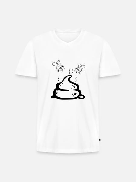 Scheisse mit Fliegenpaar - Männer Premium Bio T-Shirt mit V-Ausschnitt - Weiß