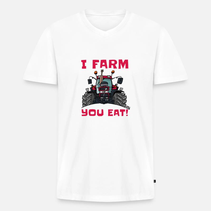 Ich Bauernhofs Fall essen - Männer Premium Bio T-Shirt mit V-Ausschnitt - Weiß