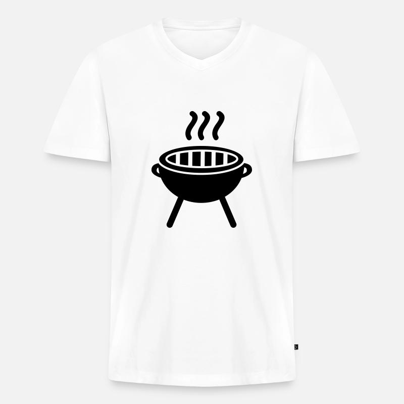 Grill - Männer Premium Bio T-Shirt mit V-Ausschnitt - Weiß