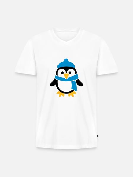 Manchot - T-shirt encolure en V Premium bio Homme - blanc