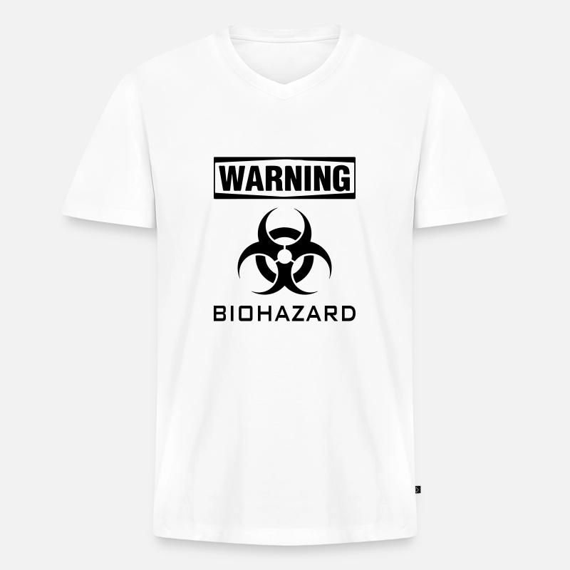 warning biohazard - Maglietta ecologica premium da uomo con scollo a V - bianco