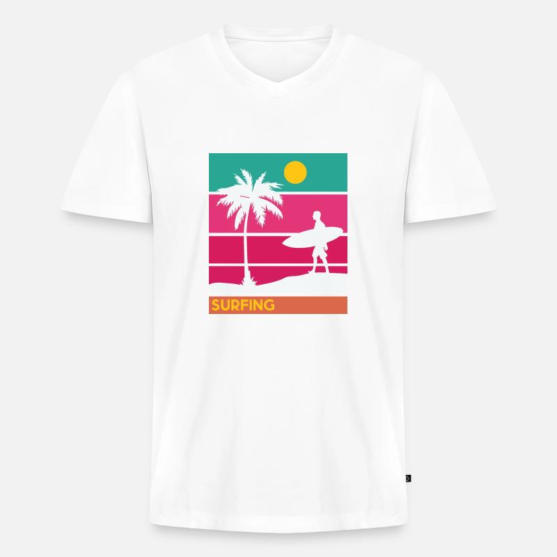 Surfing Surfboard Surfer Geschenksidee - Männer Premium Bio T-Shirt mit V-Ausschnitt - Weiß