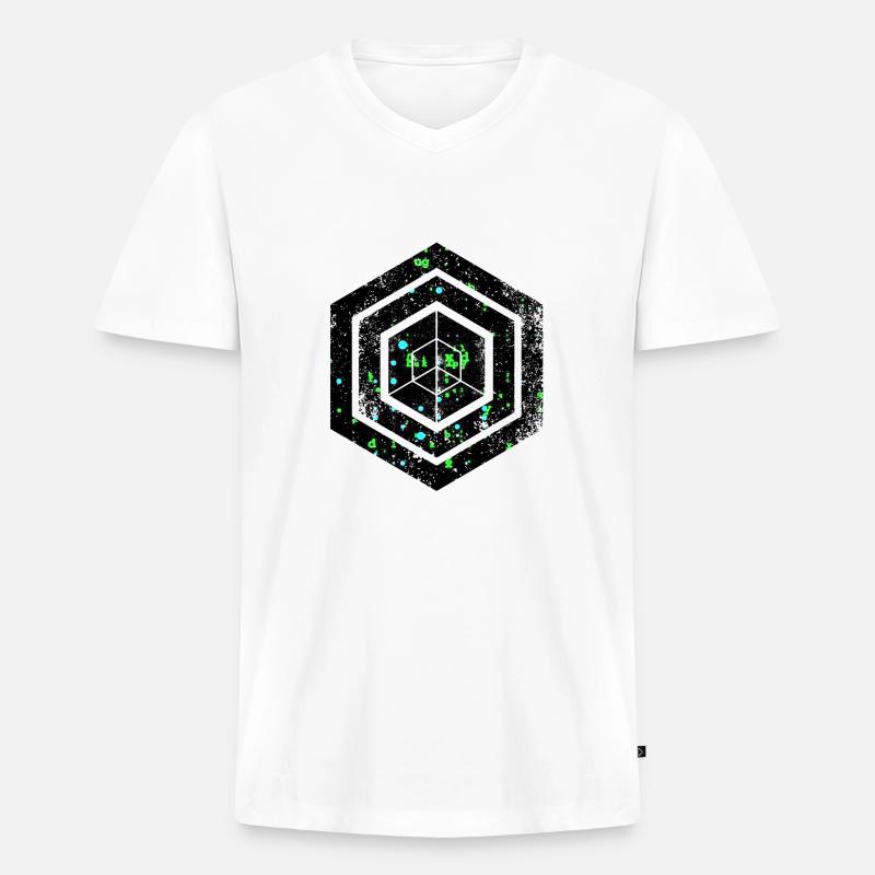 hexagon programming programmer coding geometric - Men's Premium Organic T-shirt with V-neck - white