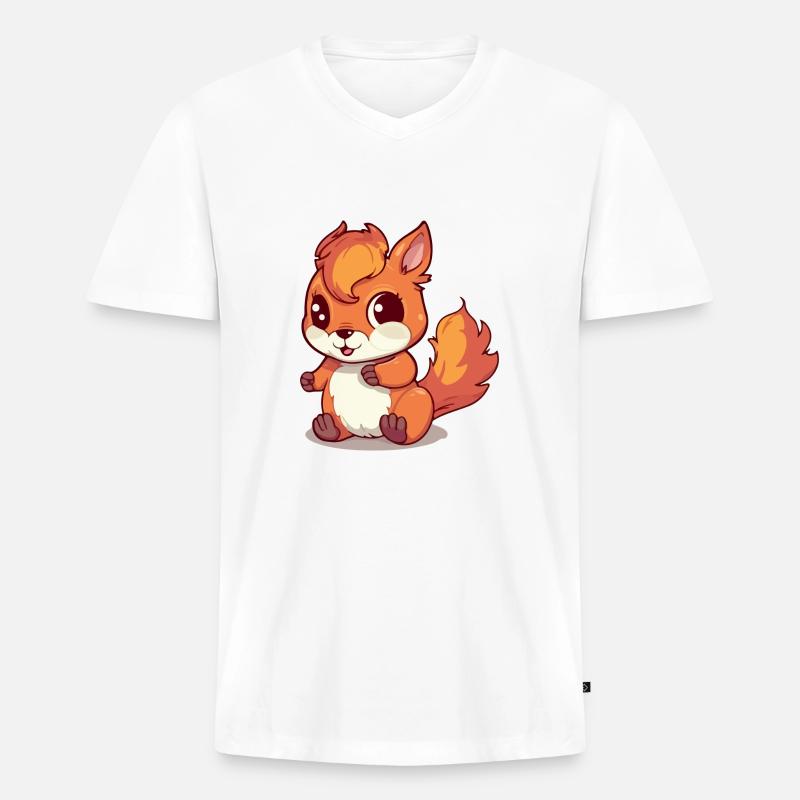 Matmat das Eichhörnchen - Männer Premium Bio T-Shirt mit V-Ausschnitt - Weiß