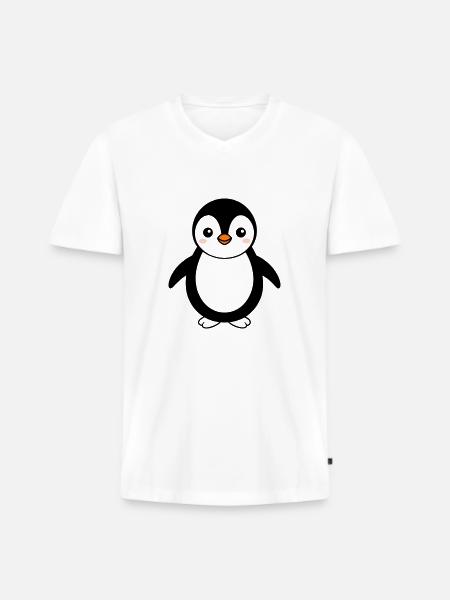 THE HAPPY PENGUIN - Men's Premium Organic T-shirt with V-neck - white