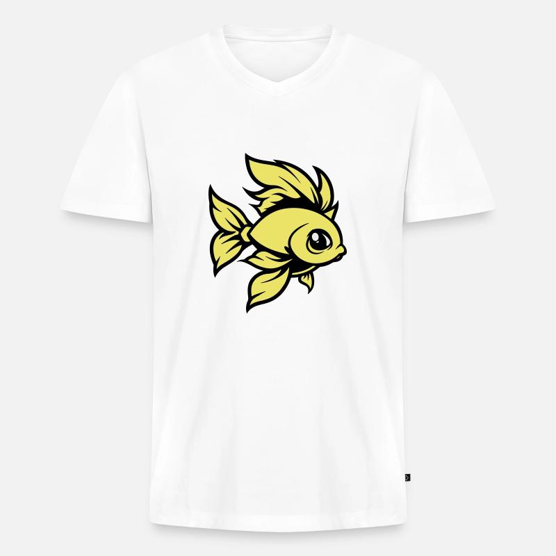 goldfisch fisch comic tier - Männer Premium Bio T-Shirt mit V-Ausschnitt - Weiß