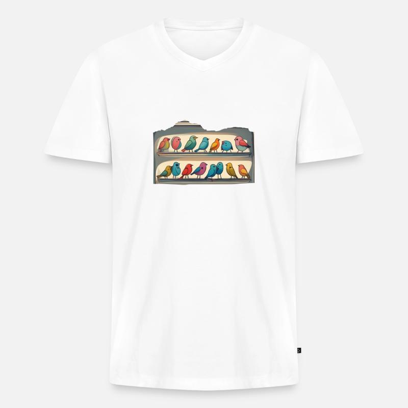 Some Birds in a fridge - Männer Premium Bio T-Shirt mit V-Ausschnitt - Weiß