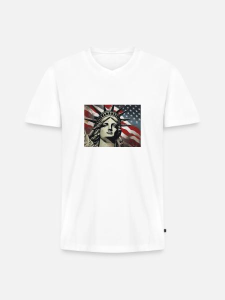 Freiheitsstatue - Männer Premium Bio T-Shirt mit V-Ausschnitt - Weiß
