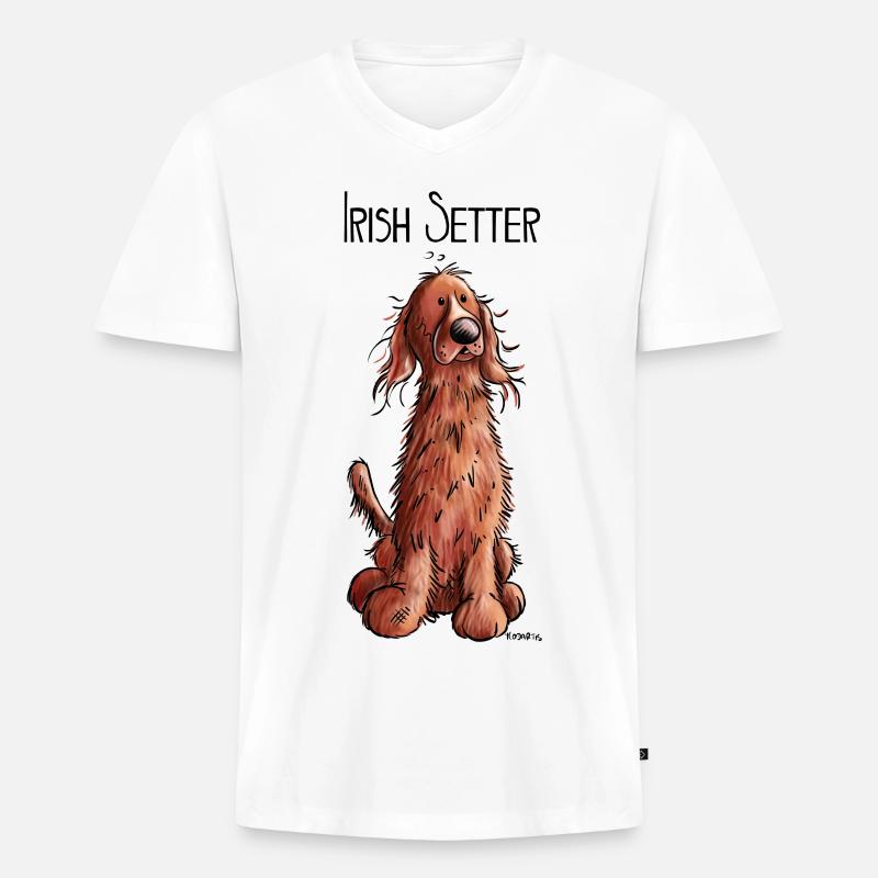 Fröhlicher Irish Setter - Männer Premium Bio T-Shirt mit V-Ausschnitt - Weiß