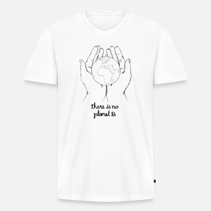 There is no planet b - Männer Premium Bio T-Shirt mit V-Ausschnitt - Weiß