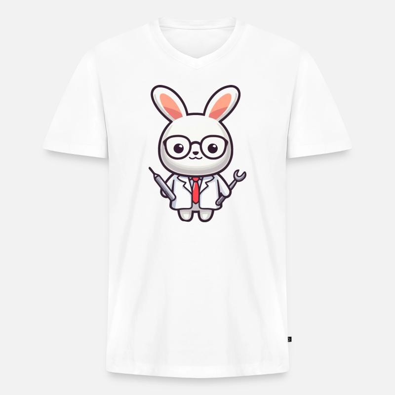 Doktor Bunny: Der Karottenpfleger - Männer Premium Bio T-Shirt mit V-Ausschnitt - Weiß