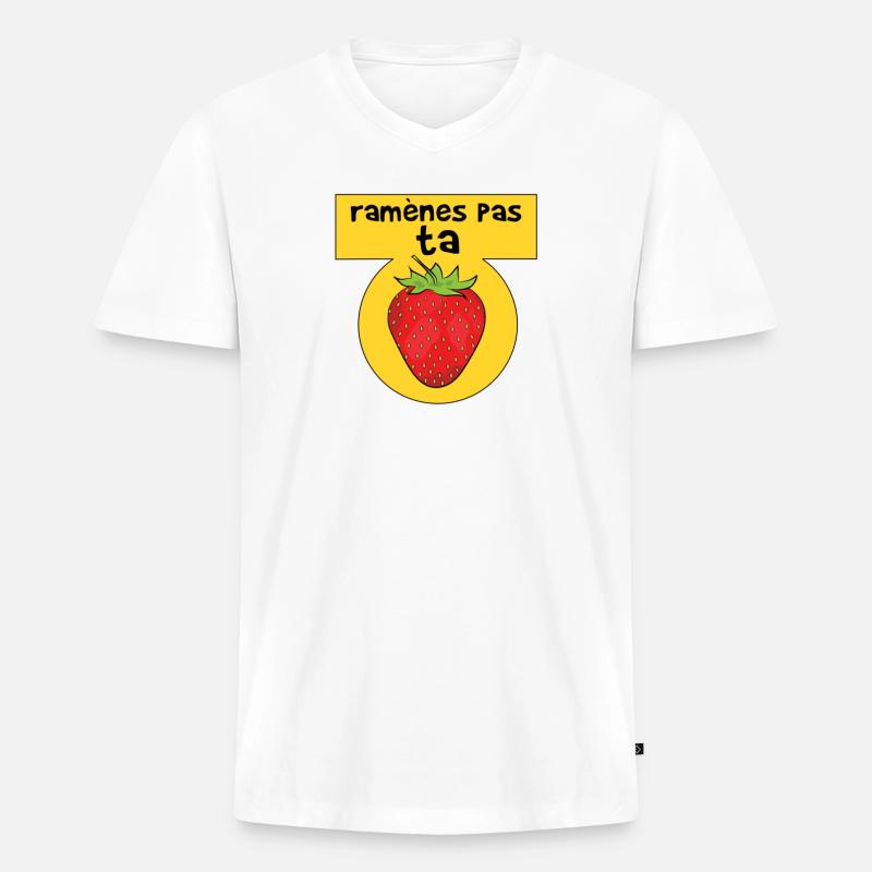 Bringen Sie Ihre Erdbeere nicht mit - Männer Premium Bio T-Shirt mit V-Ausschnitt - Weiß