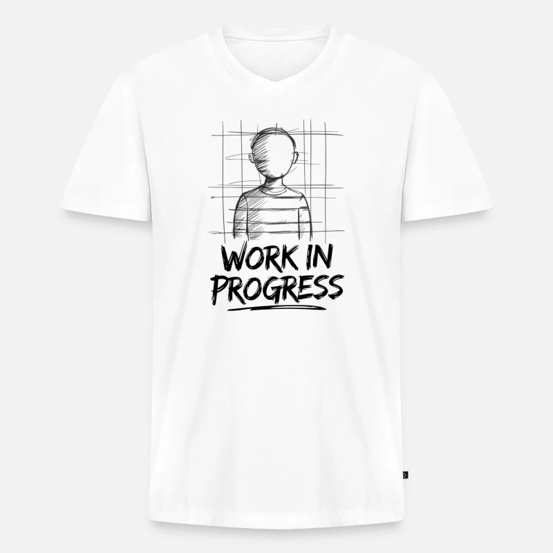 Work in Progress – Unvollendete Kunst - Männer Premium Bio T-Shirt mit V-Ausschnitt - Weiß