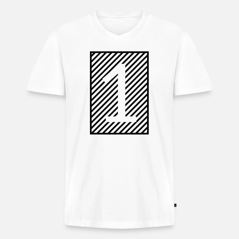 Nummer 1 – gerahmte Streifen - Männer Premium Bio T-Shirt mit V-Ausschnitt - Weiß
