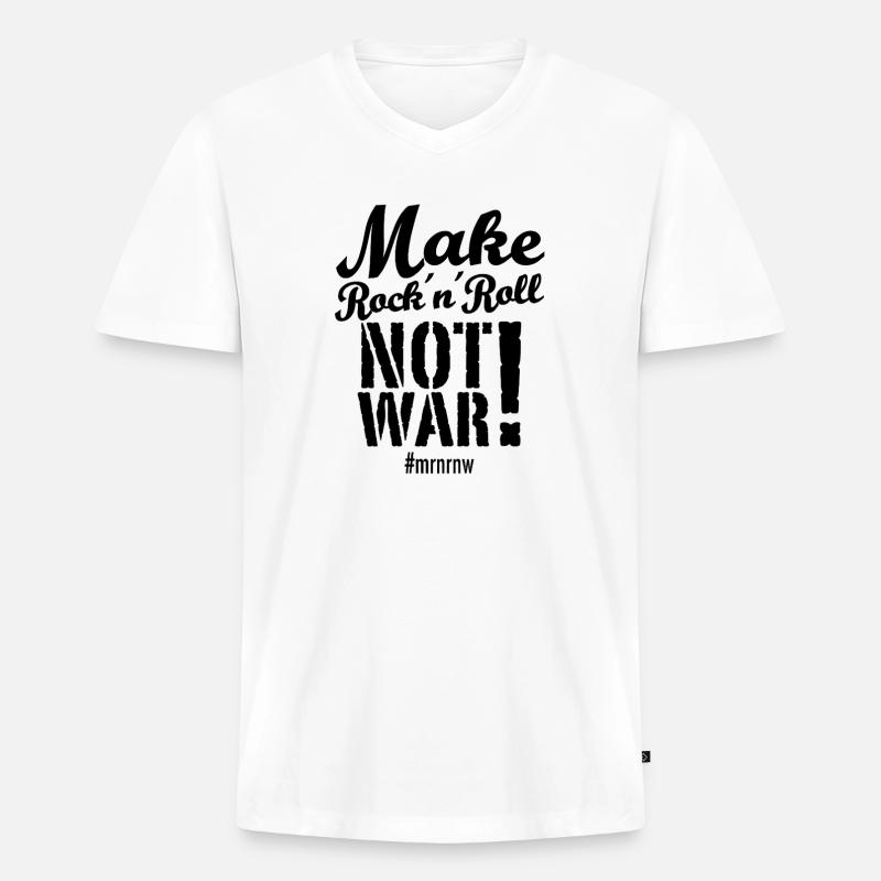 Make Rock´n´Roll Not War 2025-Version - Männer Premium Bio T-Shirt mit V-Ausschnitt - Weiß