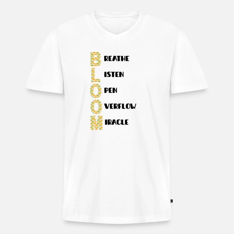 BLOOM Vertikal Musterfarben - Männer Premium Bio T-Shirt mit V-Ausschnitt - Weiß