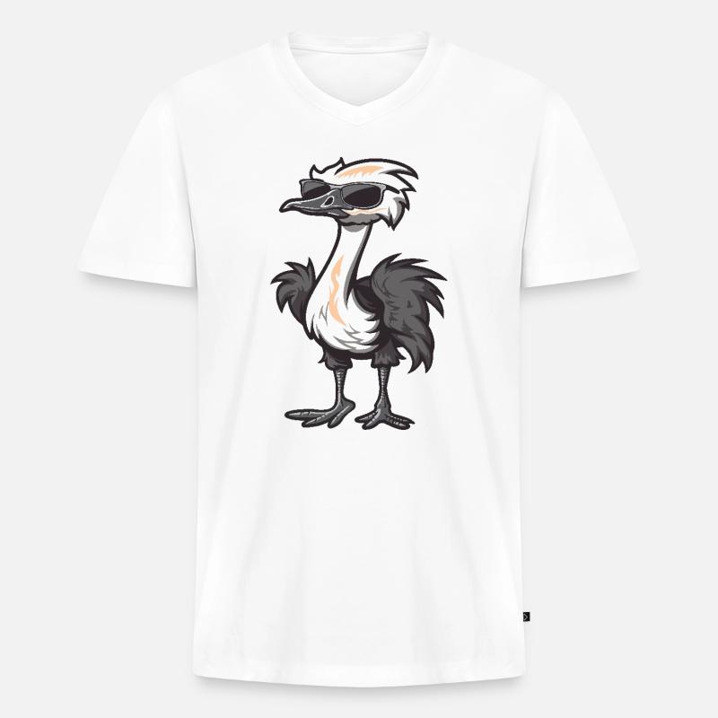 Strauß Cool Comic - Männer Premium Bio T-Shirt mit V-Ausschnitt - Weiß