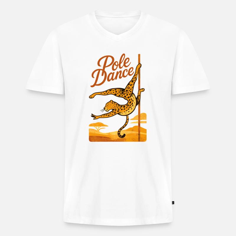 Pole Dance Leopardin Poledancerin Geschenk - Männer Premium Bio T-Shirt mit V-Ausschnitt - Weiß