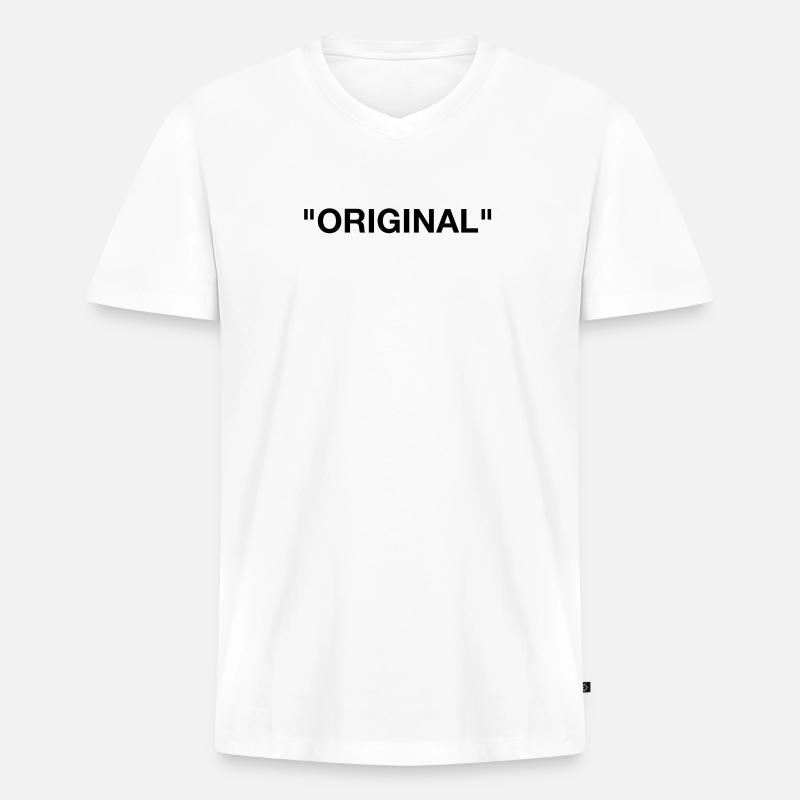 ORIGINAL Schwarz - Männer Premium Bio T-Shirt mit V-Ausschnitt - Weiß