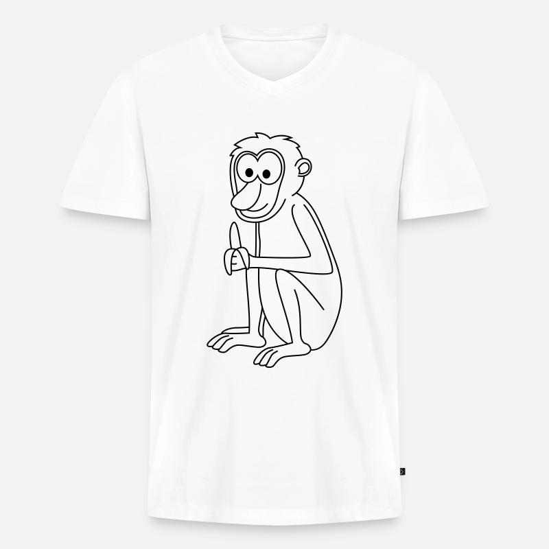 Affe comic Tier - Männer Premium Bio T-Shirt mit V-Ausschnitt - Weiß