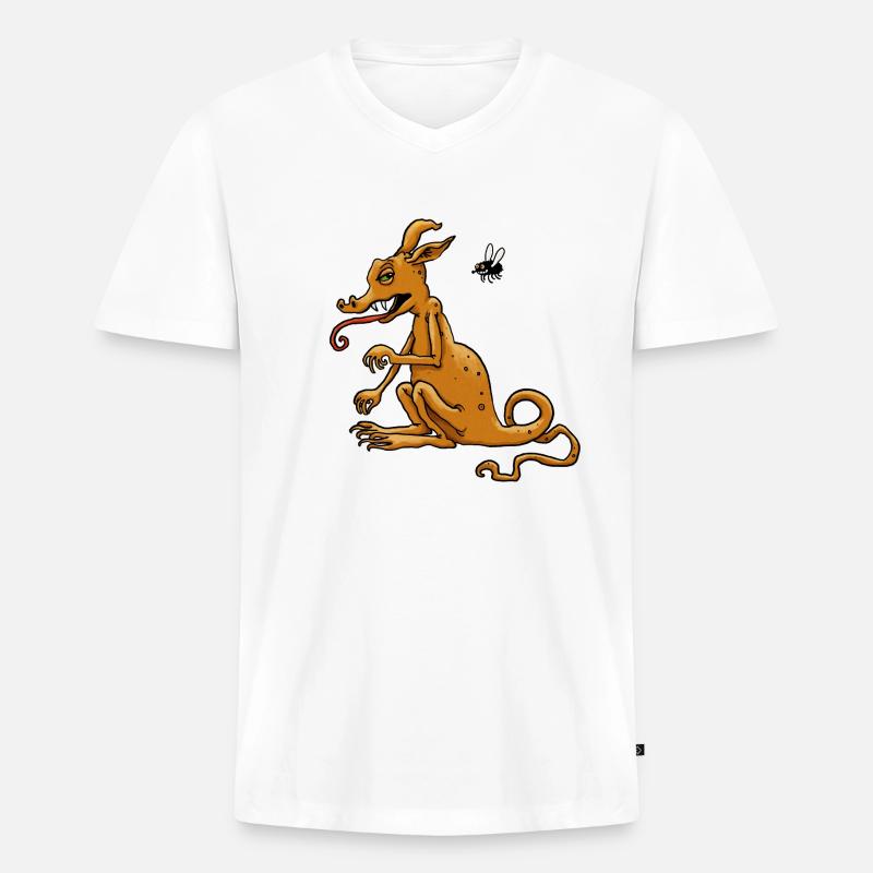 Ulkiges Viech - Männer Premium Bio T-Shirt mit V-Ausschnitt - Weiß