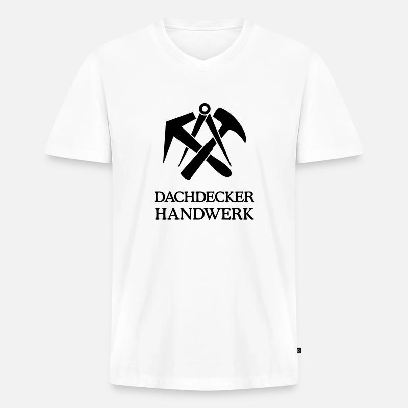Dachdecker Handwerk Zunftzeichen dachdecker - Männer Premium Bio T-Shirt mit V-Ausschnitt - Weiß