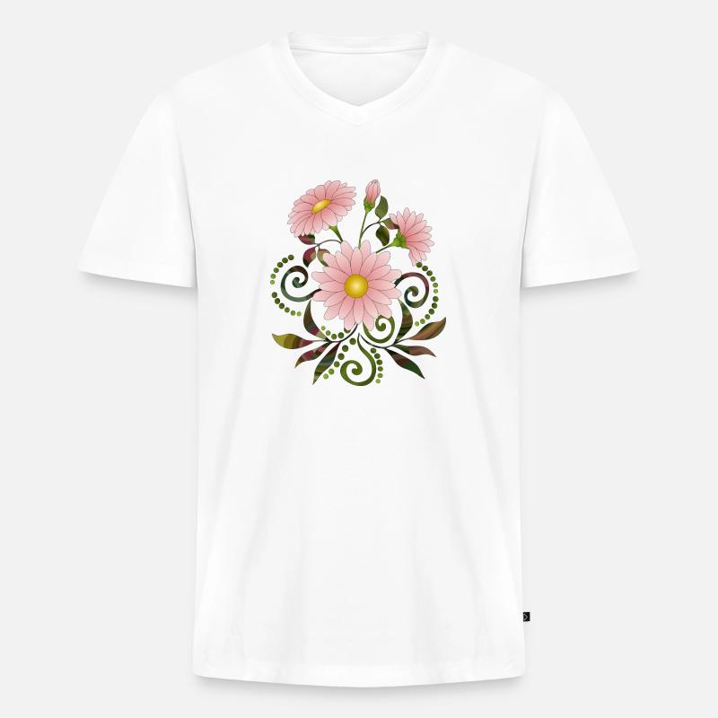 Blumen - Männer Premium Bio T-Shirt mit V-Ausschnitt - Weiß