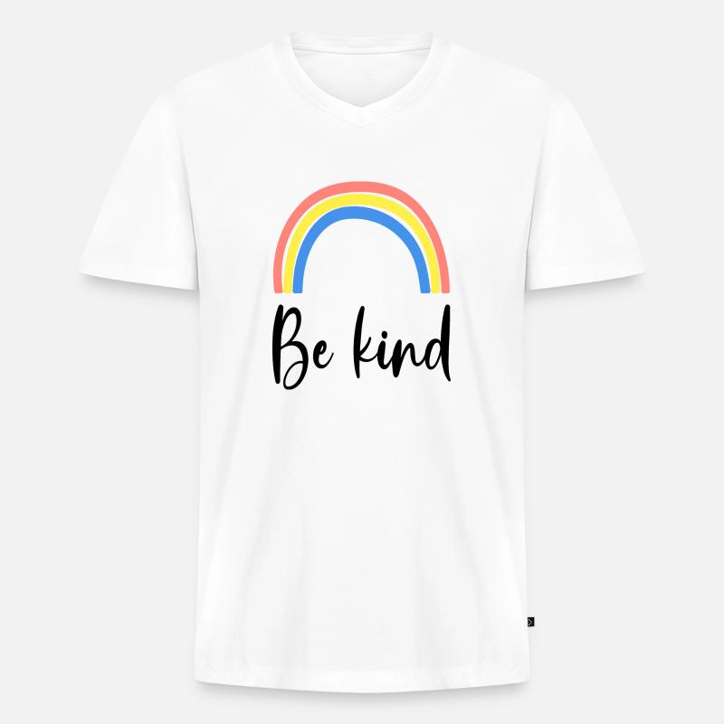 Be Kind Rainbow - Männer Premium Bio T-Shirt mit V-Ausschnitt - Weiß