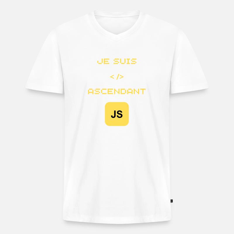 Geschenk für JavaScript-JS-Entwickler - Männer Premium Bio T-Shirt mit V-Ausschnitt - Weiß