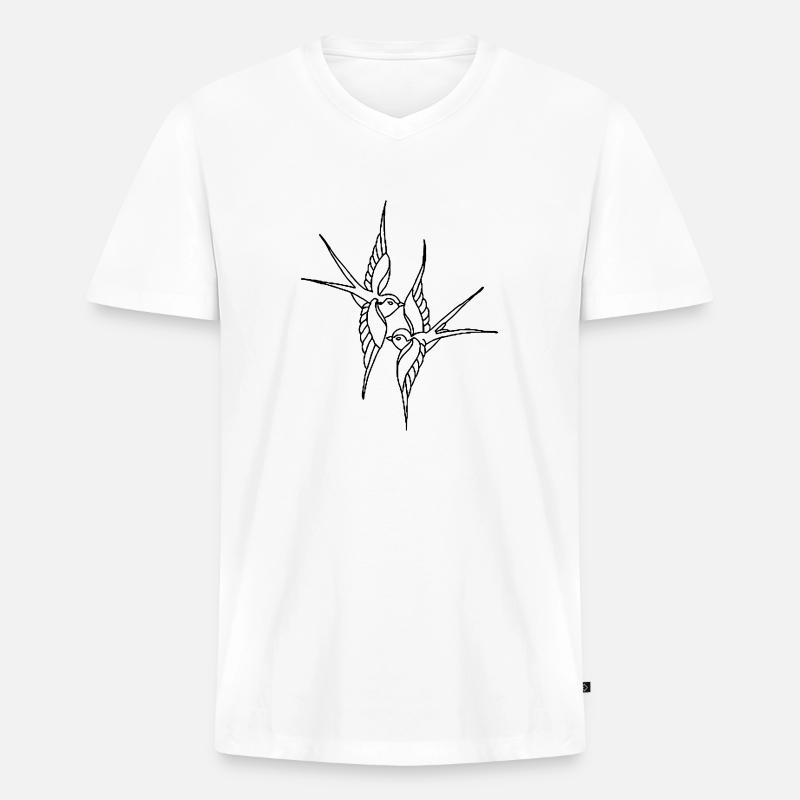 Vögel - Männer Premium Bio T-Shirt mit V-Ausschnitt - Weiß