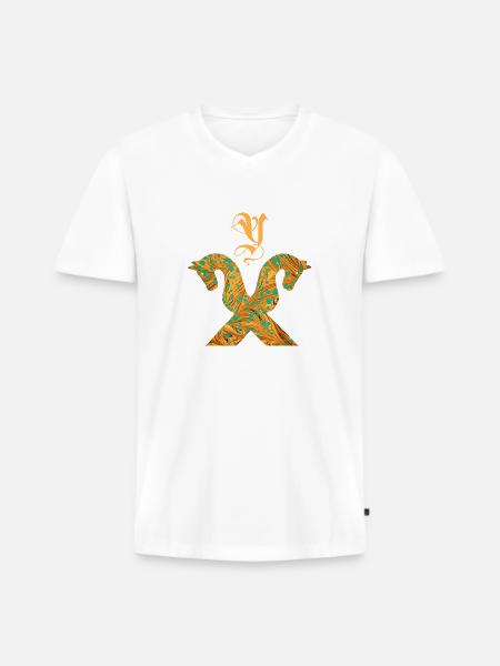 pferdegiebel e 95 y - Männer Premium Bio T-Shirt mit V-Ausschnitt - Weiß