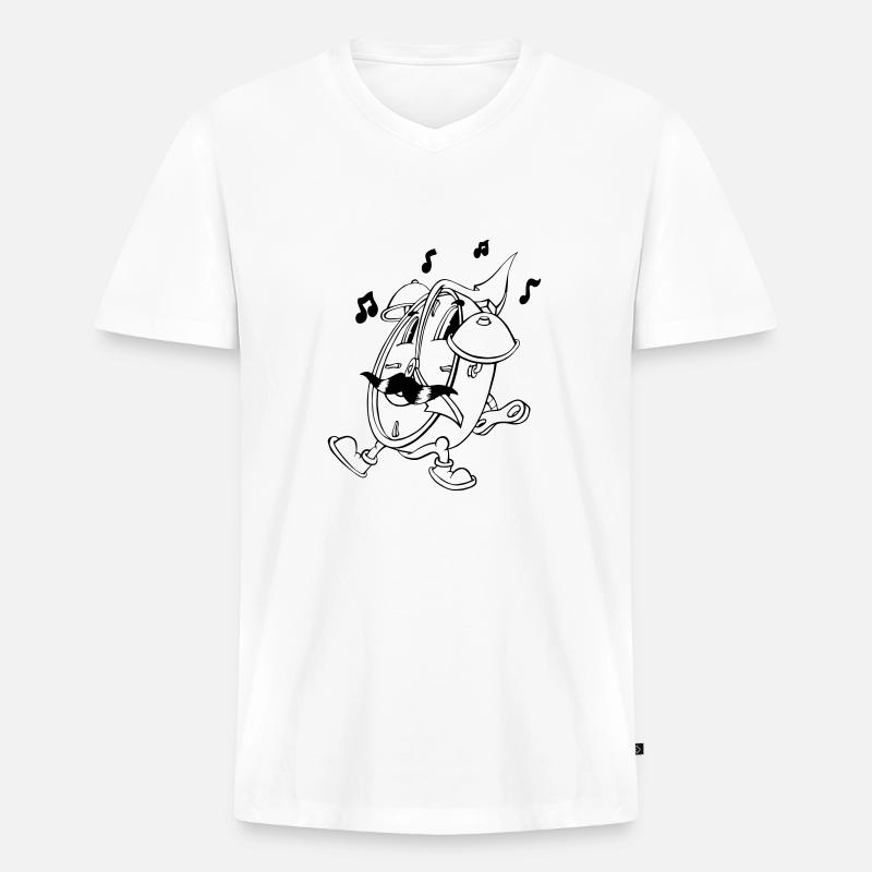 Crazy Wecker - Männer Premium Bio T-Shirt mit V-Ausschnitt - Weiß