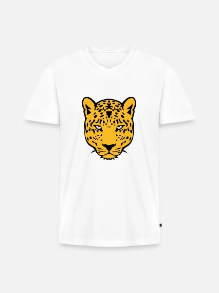 leopards wild animal 30 - Men's Premium Organic T-shirt with V-neck - white